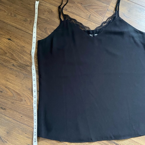 Simons Black Lace Trim Silky Cami, Size Large - Picture 6 of 8